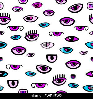 Yeux de dessin animé graphique. dessin à la main. Pas IA. Illustration vectorielle fond transparent. Illustration de Vecteur