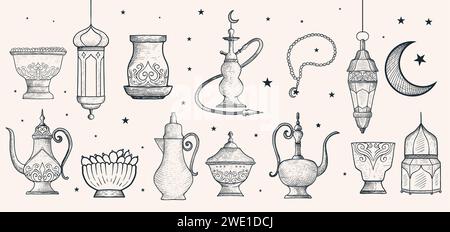 illustration d'ornement arabe dessinée à la main pour les événements du ramadan et de l'eid al fitr Illustration de Vecteur