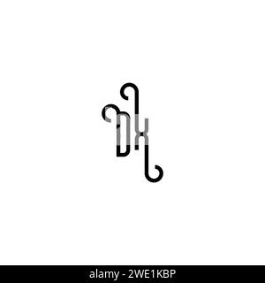 DX simple Curved concept initial logo design fond noir et blanc Illustration de Vecteur