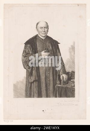 Portrait d'un évêque, peut-être Monseigneur Lamy, Frans Lauwers, d'après Jozef Marie Louis Janssens, gravure sur papier 1885 archevêque, évêque, etc (Catholique romain). personnages historiques Banque D'Images