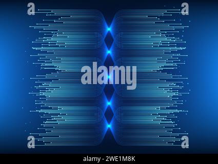 Les lignes lumineuses numériques divisées de fond de technologie de Big Data montrent la transmission d'informations de code de commande technologique sur un Internet à haute vitesse Illustration de Vecteur