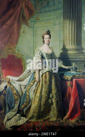 Allan Ramsay (1713-1784) (atelier de) - Reine Charlotte (1744-1818), princesse Sophie-Charlotte de Mecklembourg-Strelitz, reine de George III Banque D'Images