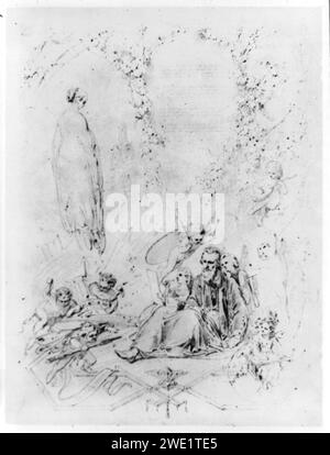 Illustration allégorique de l'homme, femme, anges, démons) - K.H. Schmolze Banque D'Images