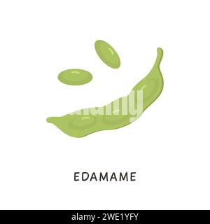 Illustration de haricots verts Edamame de dessin animé vectoriel. Gousses de soja isolées sur fond blanc. Produit à base de soja Illustration de Vecteur