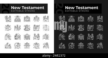 Nouvelles icônes linéaires testament définies pour le mode sombre et clair Illustration de Vecteur