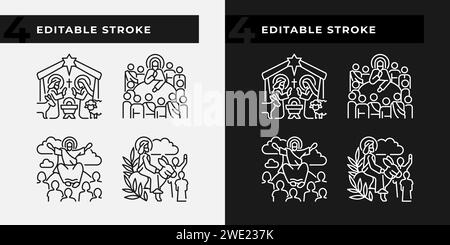 Icônes linéaires du ministère de Jésus définies pour le mode sombre et clair Illustration de Vecteur