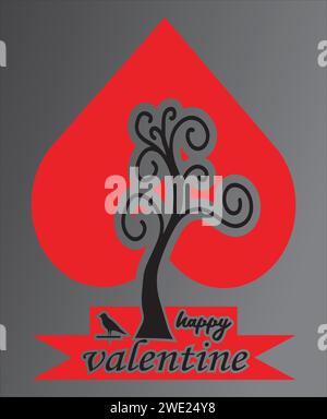 Conception vectorielle de forme d'amour de Saint-Valentin heureux Illustration de Vecteur