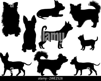 Collection de silhouettes de chien chihuahua race Illustration de Vecteur