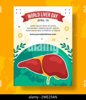 Liver Day vertical Poster Flat Cartoon dessinés à la main modèles Illustration de fond Illustration de Vecteur