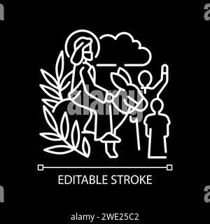 Entrée triomphale dans Jérusalem icône linéaire blanche pour thème sombre Illustration de Vecteur