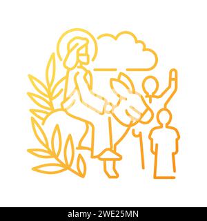 Entrée triomphale dans l'icône de vecteur linéaire gradient Jérusalem Illustration de Vecteur