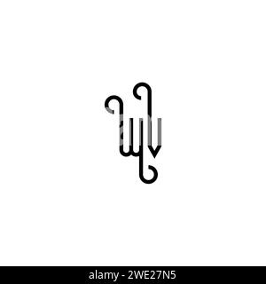 WV simple Curved concept initial logo design fond noir et blanc Illustration de Vecteur