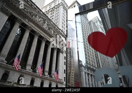 Le New York stock Exchange (NYSE) le 22 janvier 2024 à New York. Banque D'Images