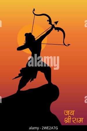 lord Shri Ram Shadow avec vecteur de texte Jai Shree Ram Illustration de Vecteur