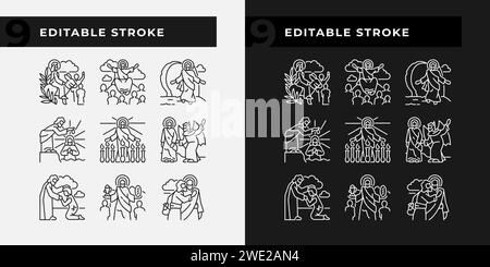 Nouvelles icônes linéaires de scènes testament définies pour le mode sombre et clair Illustration de Vecteur