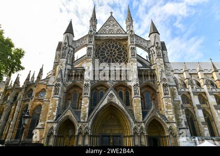 Abbaye de Westminster dans le style gothique. L'église est située à côté du Palais de Westminster Londres, Angleterre, Royaume-Uni. L'église est un site du patrimoine mondial. Banque D'Images