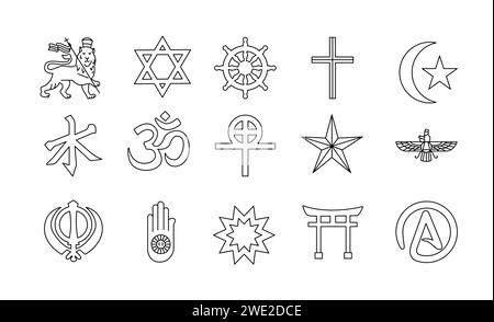 Le concept de couleur des religions. Eléments isolés. Illustration numérique pour page web, application mobile, promo. Illustration de Vecteur