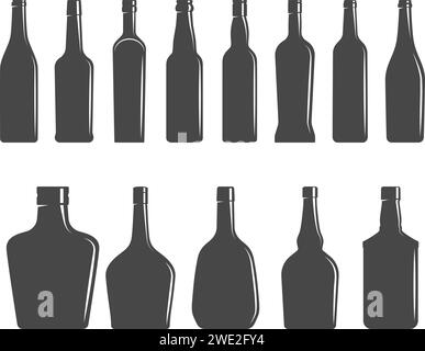 Bouteilles, ensembles d'illustrations de formes de bouteilles Illustration de Vecteur