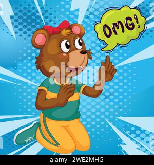 image vectorielle de style pop art de dessin animé mignon ours girl Illustration de Vecteur