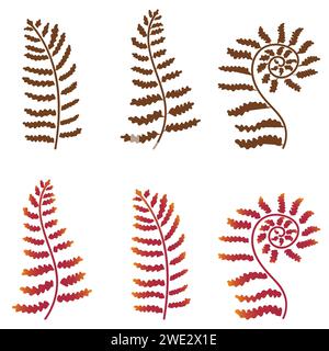 Ensemble de feuilles de fougère. Illustration vectorielle isolée sur fond blanc. Illustration de Vecteur