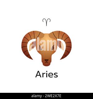 Logo du signe du zodiaque du Bélier icône symbole isolé horoscope sur fond blanc illustration vectorielle Illustration de Vecteur