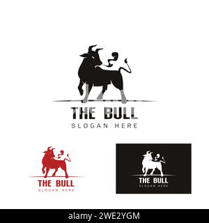 Image élégante du modèle de logo Bull , vache taureau, concept de conception de logo sur une illustration vectorielle de fond blanc et noir Illustration de Vecteur