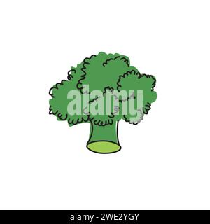 Icône de style de dessin animé brocoli. Concept d'icône plate de légumes alimentaires isolé sur l'illustration vectorielle de fond blanc Illustration de Vecteur
