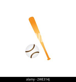 Mignon batte de baseball drôle et balll icône de personnage Kawaii de dessin animé isolé sur fond blanc illustration vectorielle Illustration de Vecteur