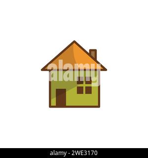 Dessin animé de maison isolé sur fond blanc. Maison dans un style plat. Illustration vectorielle de maison urbaine moderne vue de face Illustration de Vecteur