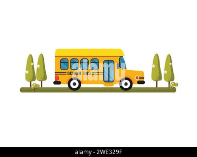 illustration vectorielle de bus scolaire sur fond blanc Illustration de Vecteur