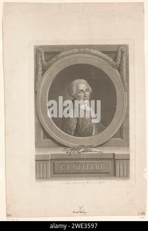 Portrait van Christian Feldegott Gellert, Johann Friedrich Bause, d'après Adam Friedrich Oeser, 1767 gravure sur papier Leipzig personnages historiques Banque D'Images