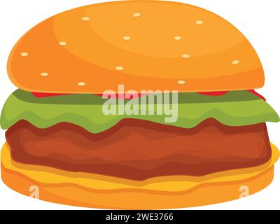 Vecteur de dessin animé d'icône de hamburger. Burger. Grosse tranche Illustration de Vecteur