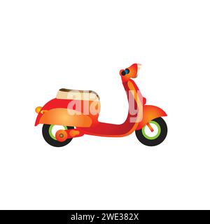 Icône de dessin animé motercycle vintage ou scooter isolée sur fond blanc illustration vectorielle Illustration de Vecteur