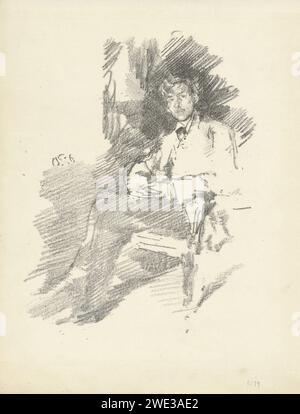 PortraT van Walter Sickert, James Abbott McNeill Whistler, 1895 tirage Portrait de l'artiste et écrivain allemand Walter Sickert, assis sur une chaise. Journal de Londres Banque D'Images