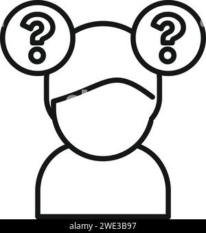 Vecteur de contour d'icône d'objet de signe. Penser le choix. Personne chargée du test d'ambiguïté Illustration de Vecteur