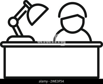Vecteur de contour d'icône de travail de bureau tardif. Personne active et rapide. Bureau d'apprentissage occupé Illustration de Vecteur