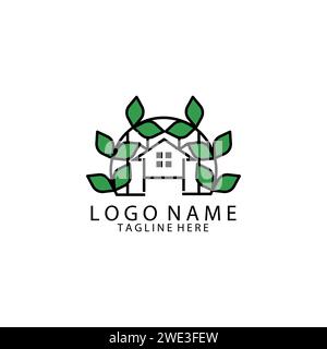 vecteur de conception de logo d'icône de maison verte minimaliste Illustration de Vecteur