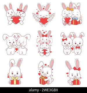 Définissez une illustration vectorielle de personnage de lapin mignon pour votre entreprise ou votre marque Illustration de Vecteur