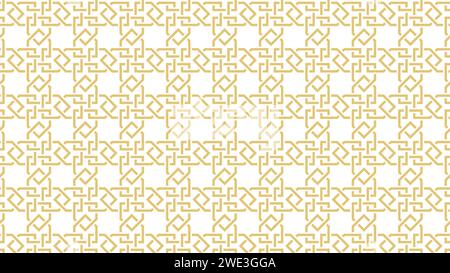 Modèle sans couture basé sur l'art islamique traditionnel Ligne de couleur or. Grande conception pour tissu, textile, couverture, papier d'emballage, arrière-plan. Ridules. Illustration de Vecteur
