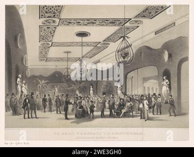 Chambre à Frascati, Carel Christiaan Antony dernier, d'après Adrianus Everssen, 1854 imprimer Messieurs et dames se tiennent dans la salle. Sur les murs sont des sculptures sur des socles et des plantes. A droite sur le mur sous le plafond le nom d'une muse : Terpsichore. Le club papier de la Haye, lieu de rencontre. pièce de sculpture, reproduction d'une pièce de sculpture. Terpsichore (une des Muses) ; 'Terpsicore' (Ripa) Amsterdam Banque D'Images