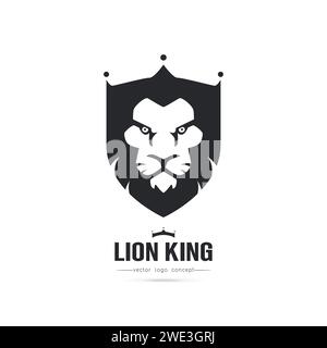 Image stylisée du modèle gracieux d'icône logo de silhouette de Lion roi modèle d'emblème, ensemble de conception élégante de logo de tête de lion, tatouage de lion sur fond blanc Vecto Illustration de Vecteur