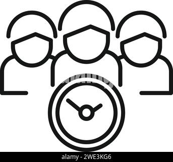Vecteur de contour d'icône de groupe de travail en retard de période. Affaires occupées. Prêt actif Illustration de Vecteur
