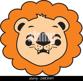 dessin animé orange-brun tête de lion-illustration Illustration de Vecteur