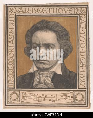 Portrait de Ludwig van Beethoven, Antoon Derkinderen, 1901 - 1902 Portrait papier imprimé du compositeur Banque D'Images