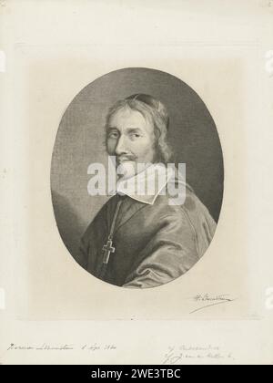 Portrait du cardinal Mazarin, Herman Löwenstam, 1860 tirage Portrait de Jules Mazarin, cardinal français, Premier ministre de France, évêque de Metz. papier. gravure Banque D'Images