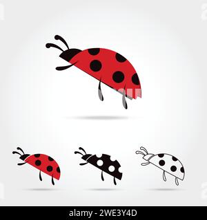 Ensemble de l'icône logo Ladybug sur fond blanc illustration vectorielle Illustration de Vecteur