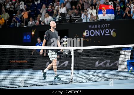 Paris, France. 20 janvier 2024. Adrian Mannarino de France lors du tournoi de tennis Australian Open AO 2024 Grand Chelem le 21 janvier 2024 au Melbourne Park en Australie. Crédit : Victor Joly/Alamy Live News Banque D'Images