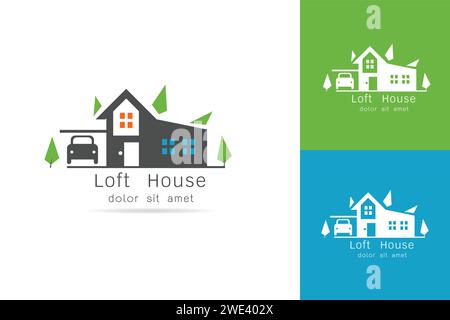 Création de logo immobilier. Loft House logo Design. Illustration de l'icône de vecteur immobilier Illustration de Vecteur