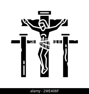 Crucifixion de l'icône de glyphe noir de Jésus Illustration de Vecteur