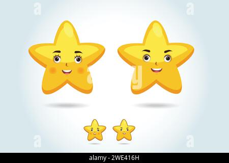 Cartoon Star Character Kids Fun Education Party atteignant le succès sur fond blanc illustration vectorielle Illustration de Vecteur